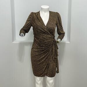 Filigree LTD Women Vintage 80’s Long Sleeves Drapped Animal Print Dress Size 12